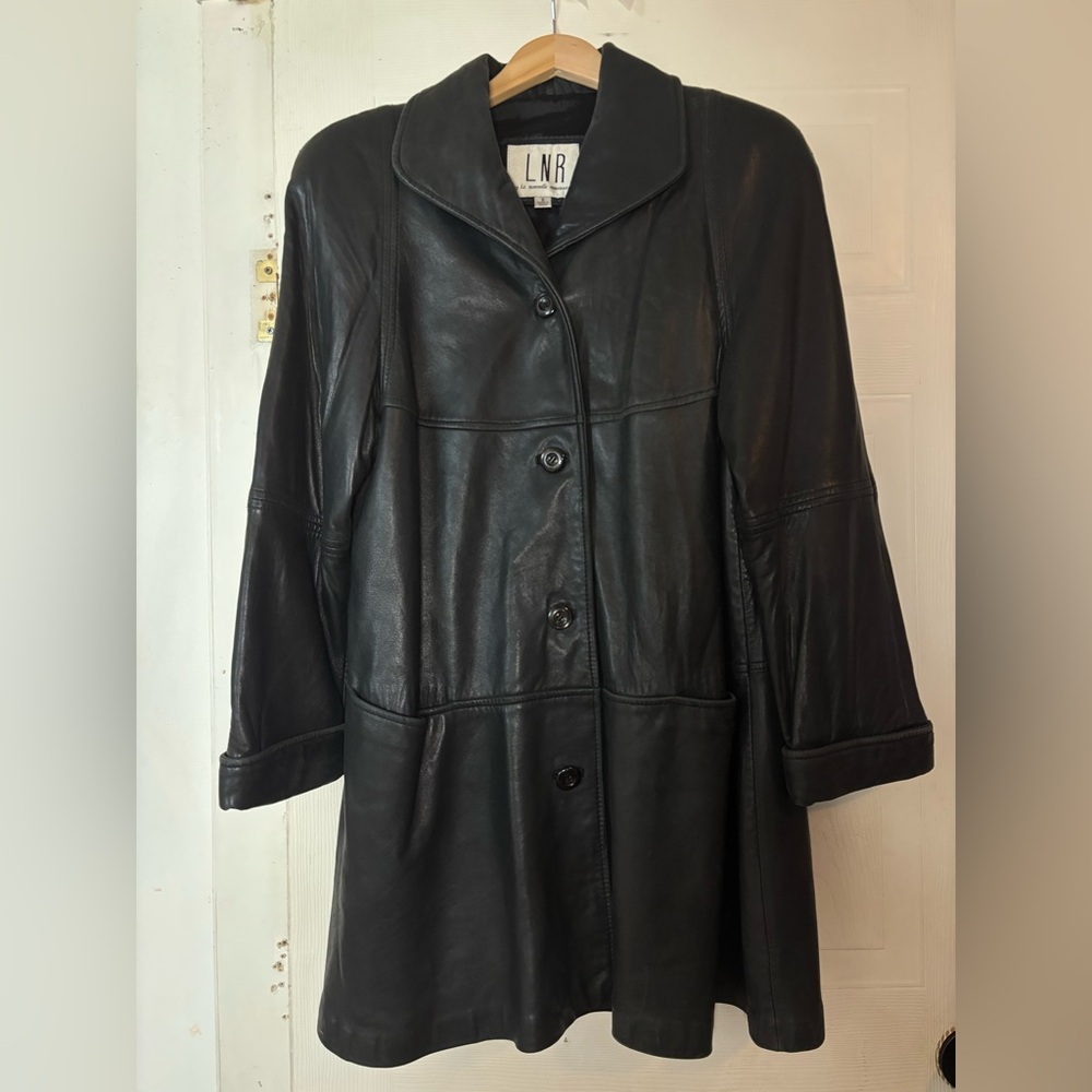 LNA Leather Coat Black Small Long Jacket